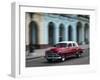Cuba, Havana, Havana Vieja (UNESCO World Heritage Site), classic car in motion.-Merrill Images-Framed Photographic Print