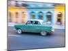 Cuba, Havana, Havana Vieja, UNESCO World Heritage Site, classic car in motion-Merrill Images-Mounted Photographic Print