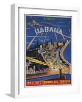 Cuba, Havana, Instituto Cubano Del Turismo, Travel Poster-null-Framed Premium Giclee Print