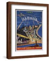 Cuba, Havana, Instituto Cubano Del Turismo, Travel Poster-null-Framed Giclee Print