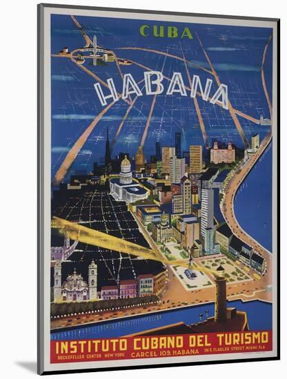 Cuba, Havana, Instituto Cubano Del Turismo, Travel Poster-null-Mounted Giclee Print