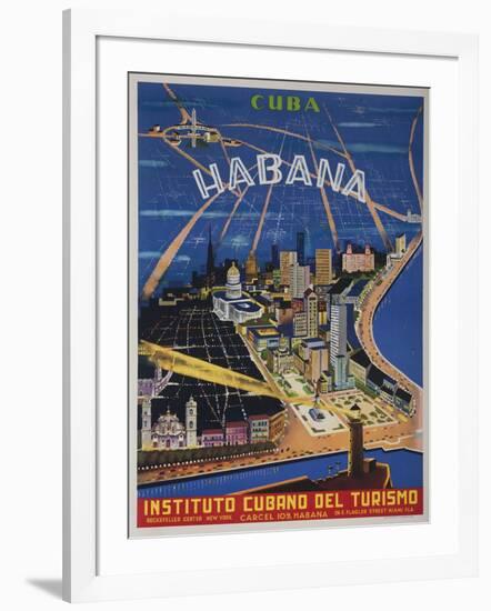 Cuba, Havana, Instituto Cubano Del Turismo, Travel Poster-null-Framed Giclee Print