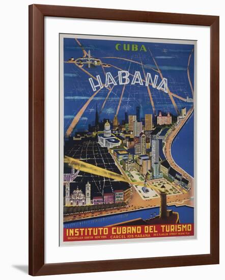 Cuba, Havana, Instituto Cubano Del Turismo, Travel Poster-null-Framed Giclee Print