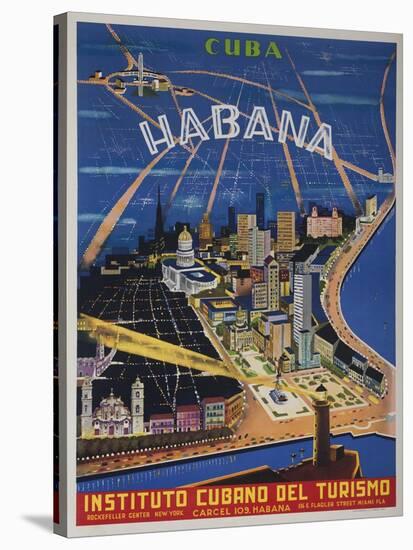 Cuba, Havana, Instituto Cubano Del Turismo, Travel Poster-null-Stretched Canvas
