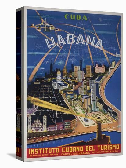 Cuba, Havana, Instituto Cubano Del Turismo, Travel Poster-null-Stretched Canvas