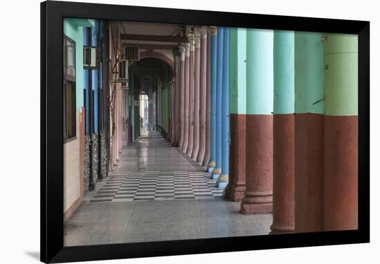 Cuba, Havana. Repeating Columns of an Arcade Along the Paseo Del Prado-Brenda Tharp-Framed Photographic Print