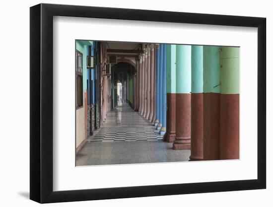 Cuba, Havana. Repeating Columns of an Arcade Along the Paseo Del Prado-Brenda Tharp-Framed Photographic Print