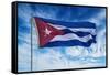 Cuba, Havana Vieja, Cuban flag waving in the breeze-Miva Stock-Framed Stretched Canvas