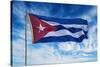 Cuba, Havana Vieja, Cuban flag waving in the breeze-Miva Stock-Stretched Canvas