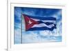 Cuba, Havana Vieja, Cuban flag waving in the breeze-Miva Stock-Framed Photographic Print