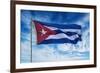 Cuba, Havana Vieja, Cuban flag waving in the breeze-Miva Stock-Framed Photographic Print