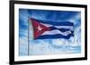 Cuba, Havana Vieja, Cuban flag waving in the breeze-Miva Stock-Framed Photographic Print