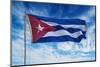 Cuba, Havana Vieja, Cuban flag waving in the breeze-Miva Stock-Mounted Photographic Print