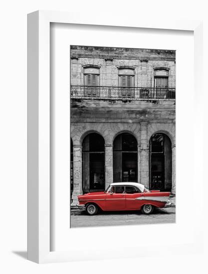 Cuba, La Habana Vieja (Old Havana), classic 1950's American Car-Alan Copson-Framed Photographic Print