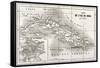 Cuba Old Map With Havana Insert Plan-marzolino-Framed Stretched Canvas