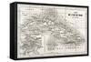 Cuba Old Map With Havana Insert Plan-marzolino-Framed Stretched Canvas