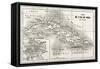 Cuba Old Map With Havana Insert Plan-marzolino-Framed Stretched Canvas