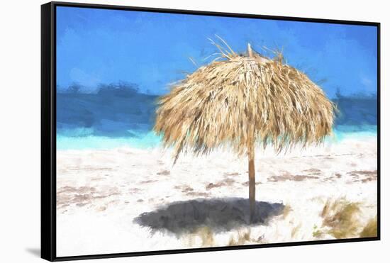 Cuba Painting - Beach Umbrella-Philippe Hugonnard-Framed Stretched Canvas