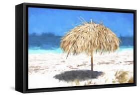 Cuba Painting - Beach Umbrella-Philippe Hugonnard-Framed Stretched Canvas