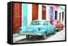 Cuba Painting - Blue and Red-Philippe Hugonnard-Framed Stretched Canvas