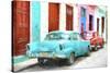 Cuba Painting - Blue and Red-Philippe Hugonnard-Stretched Canvas