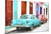 Cuba Painting - Blue and Red-Philippe Hugonnard-Mounted Art Print