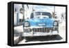 Cuba Painting - Blue Chevy-Philippe Hugonnard-Framed Stretched Canvas