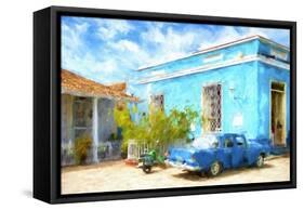 Cuba Painting - Blue Life-Philippe Hugonnard-Framed Stretched Canvas