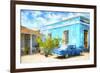 Cuba Painting - Blue Life-Philippe Hugonnard-Framed Art Print