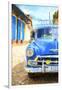 Cuba Painting - Blue Taxi-Philippe Hugonnard-Framed Art Print