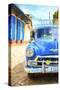 Cuba Painting - Blue Taxi-Philippe Hugonnard-Stretched Canvas