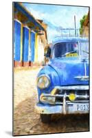 Cuba Painting - Blue Taxi-Philippe Hugonnard-Mounted Art Print