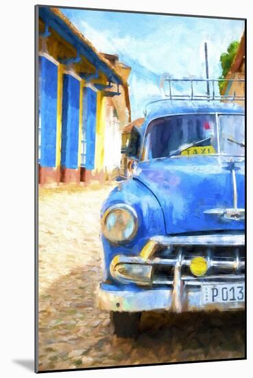 Cuba Painting - Blue Taxi-Philippe Hugonnard-Mounted Art Print