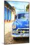 Cuba Painting - Blue Taxi-Philippe Hugonnard-Mounted Art Print