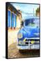 Cuba Painting - Blue Taxi-Philippe Hugonnard-Framed Stretched Canvas