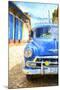 Cuba Painting - Blue Taxi-Philippe Hugonnard-Mounted Art Print