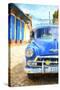 Cuba Painting - Blue Taxi-Philippe Hugonnard-Stretched Canvas