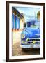 Cuba Painting - Blue Taxi-Philippe Hugonnard-Framed Art Print