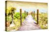 Cuba Painting - Boardwalk on the Beach at Sunset-Philippe Hugonnard-Stretched Canvas