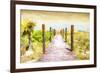 Cuba Painting - Boardwalk on the Beach at Sunset-Philippe Hugonnard-Framed Art Print