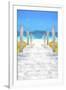 Cuba Painting - Boardwalk on the Beach-Philippe Hugonnard-Framed Art Print