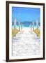 Cuba Painting - Boardwalk on the Beach-Philippe Hugonnard-Framed Art Print