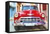 Cuba Painting - Classic Car-Philippe Hugonnard-Framed Stretched Canvas