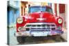 Cuba Painting - Classic Car-Philippe Hugonnard-Stretched Canvas