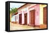 Cuba Painting - Colorful Alley-Philippe Hugonnard-Framed Stretched Canvas