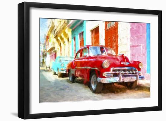 Cuba Painting - Colorful Chevys-Philippe Hugonnard-Framed Art Print