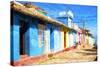 Cuba Painting - Colorful Street II-Philippe Hugonnard-Stretched Canvas