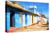 Cuba Painting - Colorful Street II-Philippe Hugonnard-Stretched Canvas