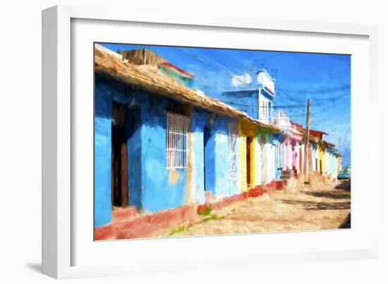 Cuba Painting - Colorful Street II-Philippe Hugonnard-Framed Art Print