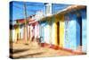 Cuba Painting - Colorful Street-Philippe Hugonnard-Stretched Canvas